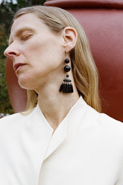 Long Flamenco Earrings in Onyx - Sophie Buhai