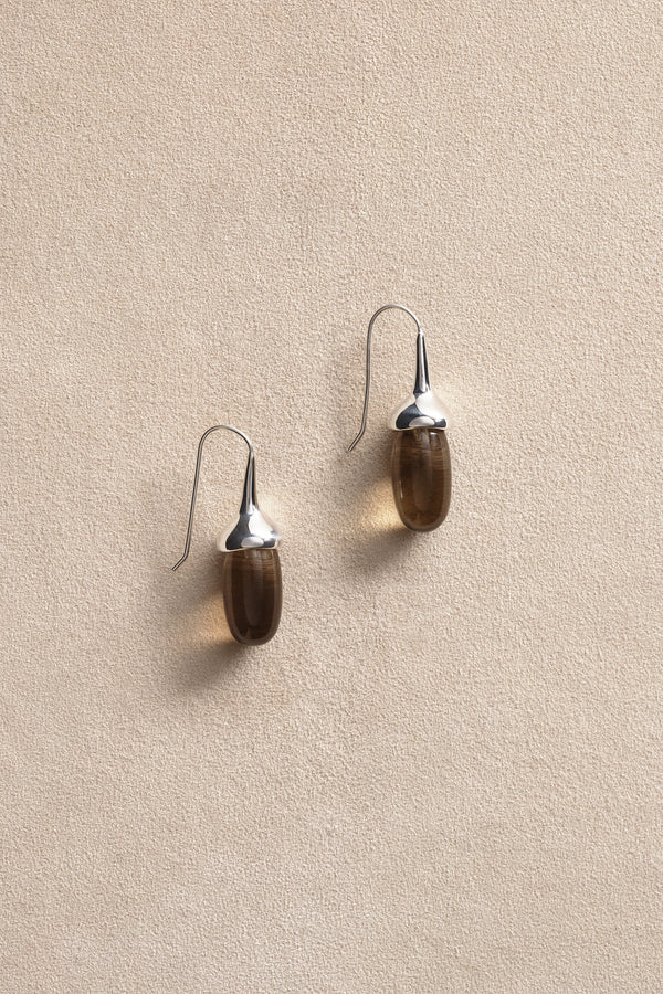 Sophie Buhai - Dripping Stone Earrings in Smoky Quartz