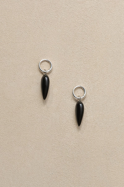 Tiny Spear Hoops In Onyx | Sophie Buhai