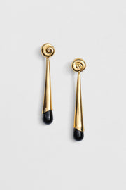 Gold Onyx Nautilus Drop Earrings - Sophie Buhai