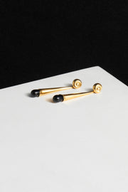 Gold Onyx Nautilus Drop Earrings - Sophie Buhai