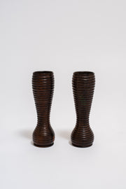 PAIR OF TURNED WOOD VASES, C. EARLY 20TH CENTURY - Sophie Buhai